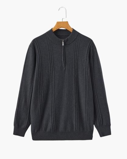 100% Cashmere Ribbed Half Zip - Dalm Fashion