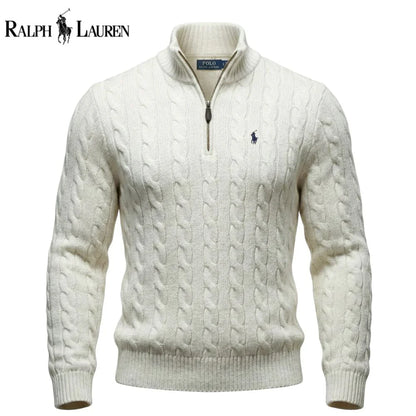 RL Chunky Cable-Knit Cotton Quarter-Zip Sweater - Dalm Fashion