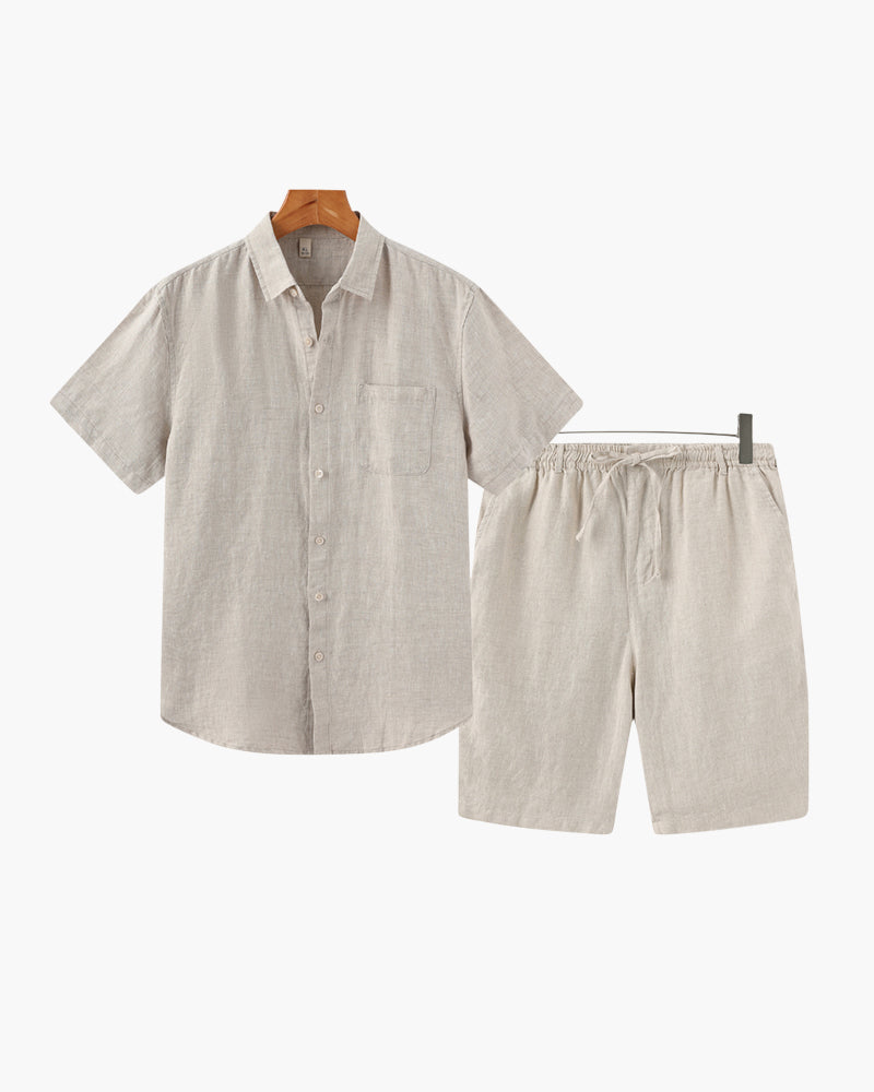 Linen Combo Set with Shorts - Dalm Fashion