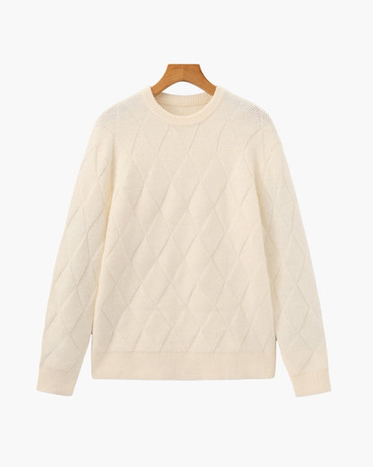 Diamond Knit Crewneck Sweater - Dalm Fashion