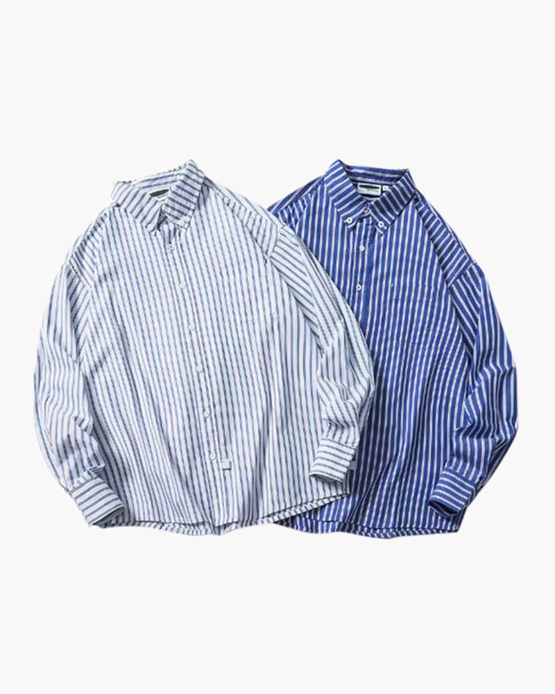 Oversized Striped Shirt - Dalm Fashion