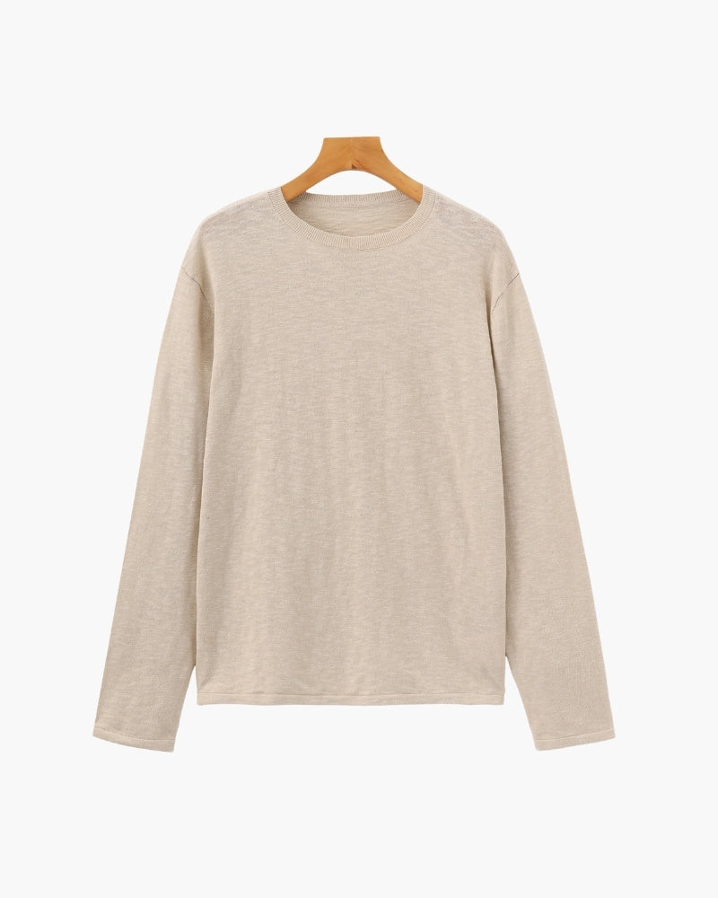 Linen Cotton Essential Crewneck - Dalm Fashion