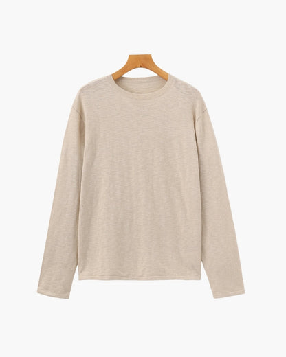 Linen Cotton Essential Crewneck - Dalm Fashion