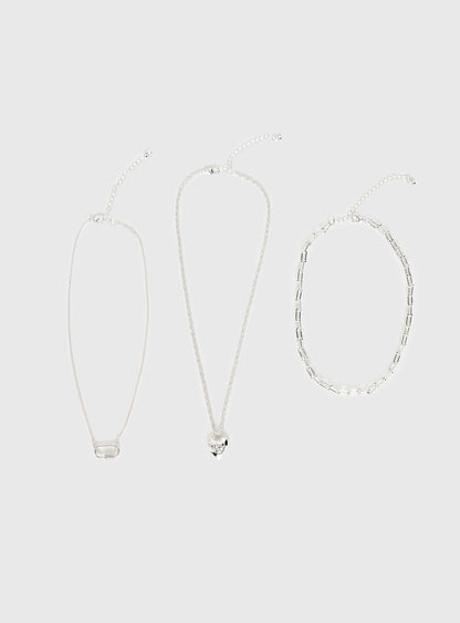 Double Date Layered Necklace Silver