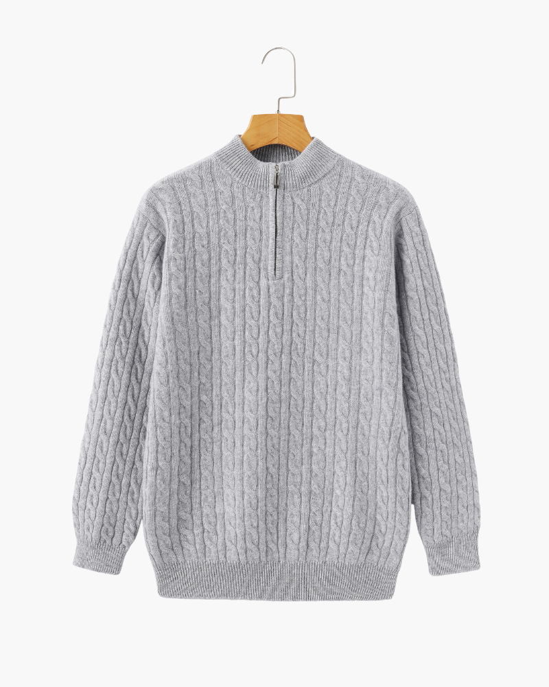 100% Cashmere Woven Half Zip - Dalm Fashion