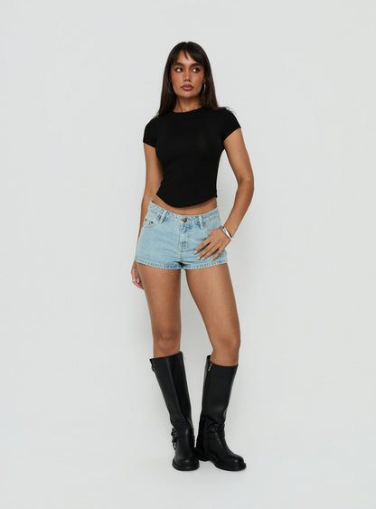 Dreamful Low Rise Mini Denim Short Light Vintage Blue