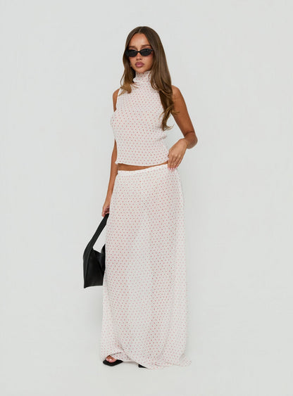 Ford Maxi Skirt White / Red Polka Dot