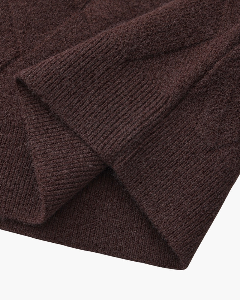 Diamond Knit Crewneck Sweater - Dalm Fashion