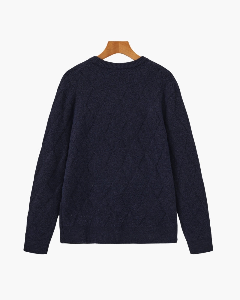 Diamond Knit Crewneck Sweater - Dalm Fashion