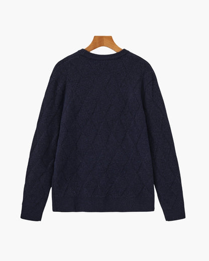 Diamond Knit Crewneck Sweater - Dalm Fashion