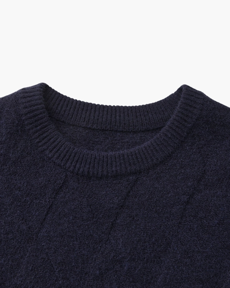 Diamond Knit Crewneck Sweater - Dalm Fashion
