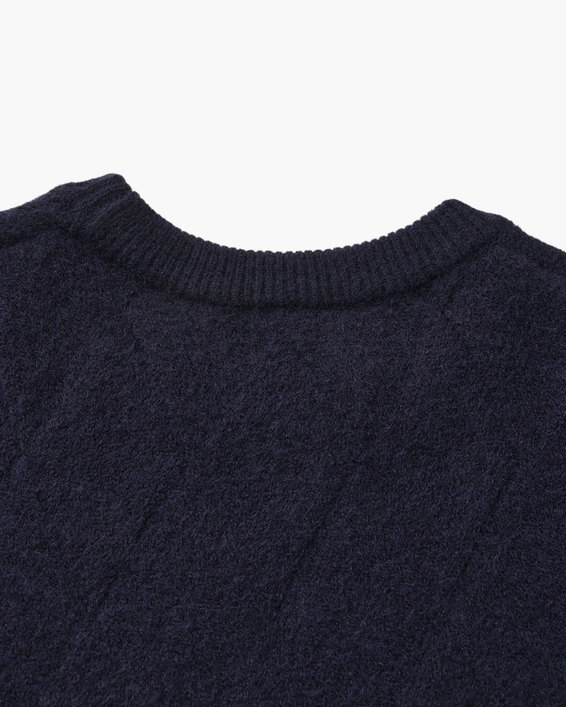 Diamond Knit Crewneck Sweater - Dalm Fashion