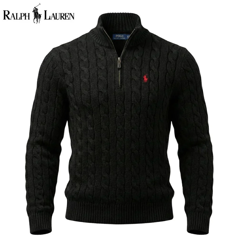 RL Chunky Cable-Knit Cotton Quarter-Zip Sweater - Dalm Fashion