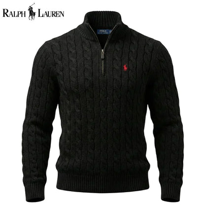 RL Chunky Cable-Knit Cotton Quarter-Zip Sweater - Dalm Fashion