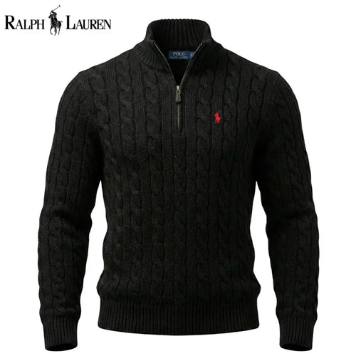 RL Chunky Cable-Knit Cotton Quarter-Zip Sweater - Dalm Fashion