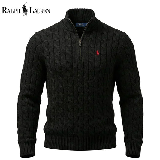 RL Chunky Cable-Knit Cotton Quarter-Zip Sweater - Dalm Fashion