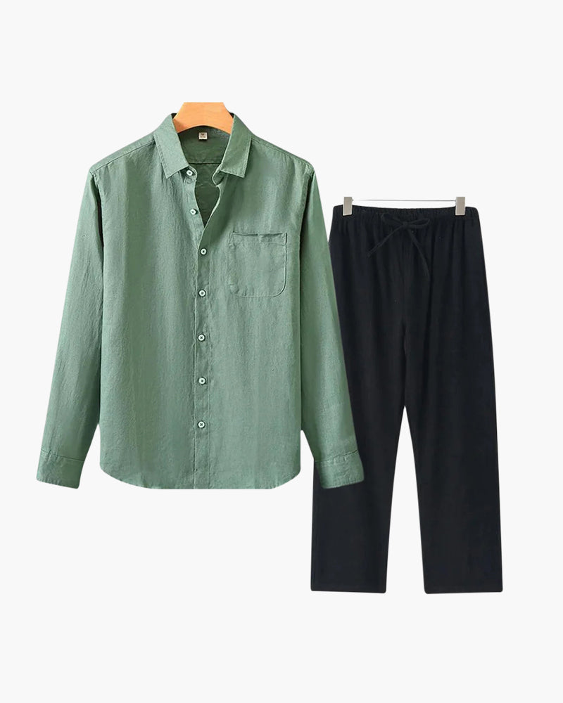 Linen Combo Set (Long Sleeve) - Dalm Fashion