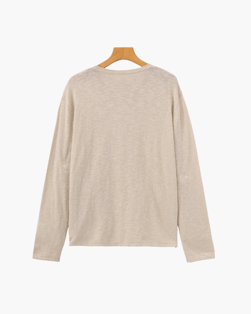 Linen Cotton Essential Crewneck - Dalm Fashion