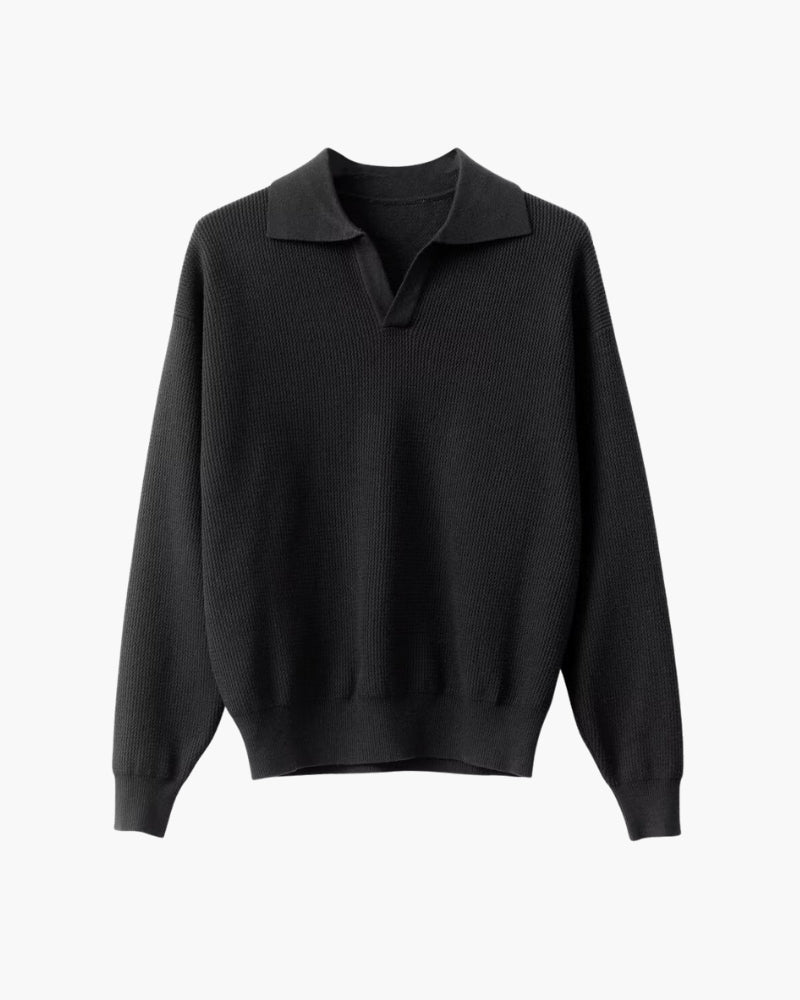 Textured Knit Polo Sweater - Dalm Fashion