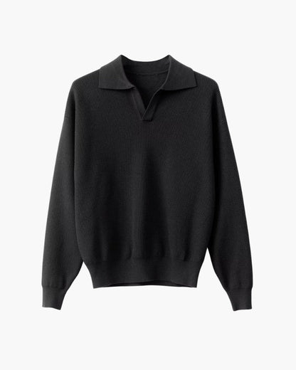 Textured Knit Polo Sweater - Dalm Fashion