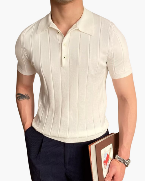 Cannes Ribbed Cotton Polo - Dalm Fashion