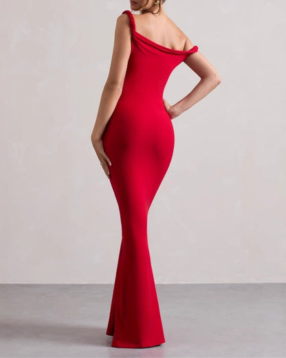 One-Shoulder Bodycon Long Dress - Dalm Fashion