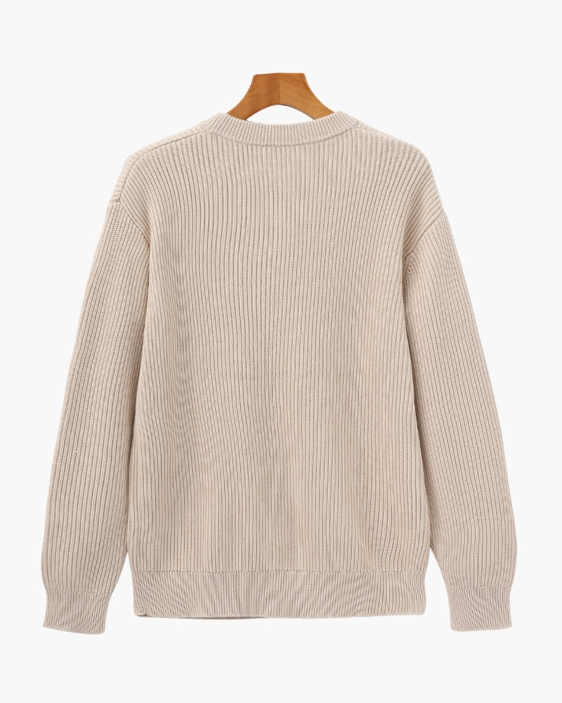 Rib Knit Crewneck - Dalm Fashion