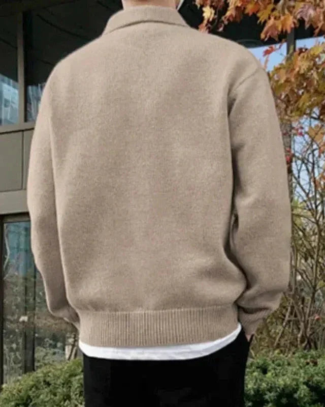 Woolen Button Half Zip - Dalm Fashion