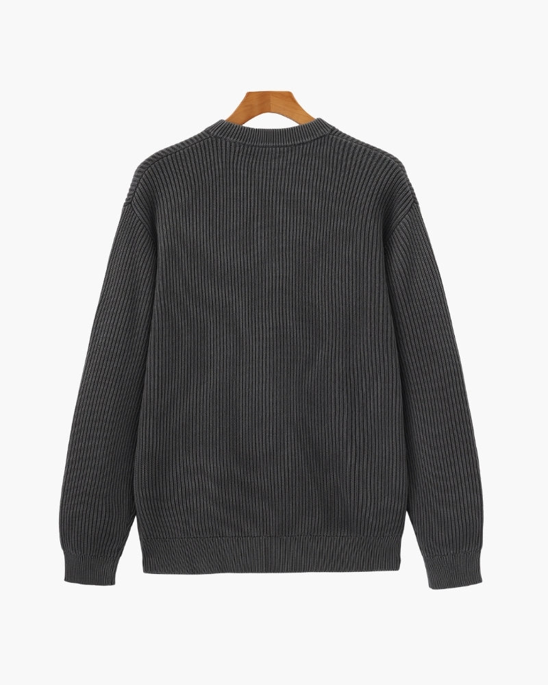 Rib Knit Crewneck - Dalm Fashion
