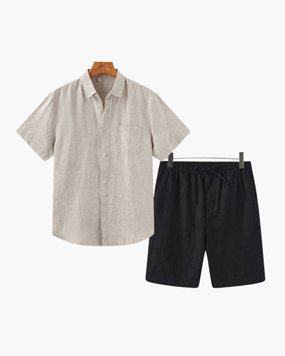 Linen Combo Set with Shorts - Dalm Fashion