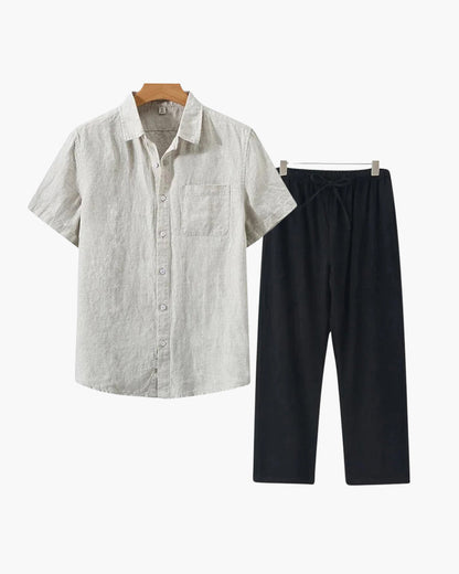Linen Combo Set (Short Sleeve) - Dalm Fashion