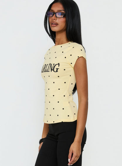 Darling Girl Graphic Top Yellow Polka Dot
