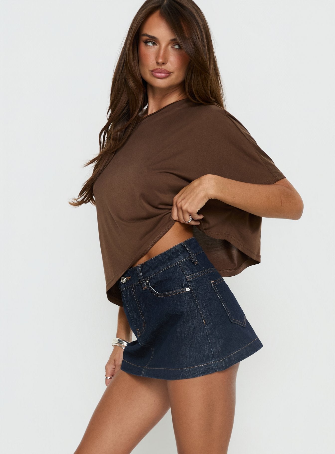 Nicolina Low Rise Denim Mini Skirt Raw Denim