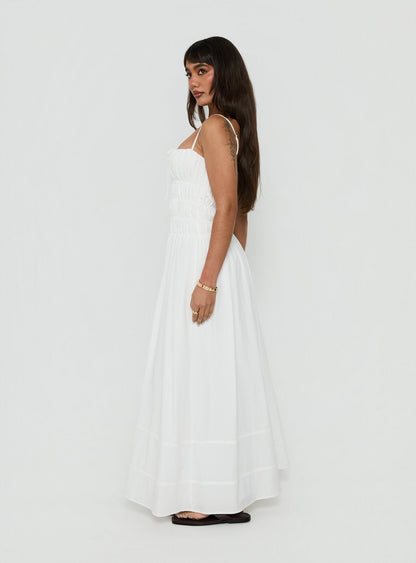 Loralei Shirred Maxi Dress White