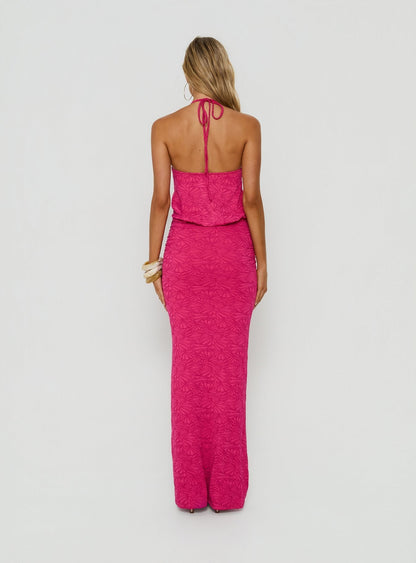 Sungold Halter Maxi Dress Gin Fizz