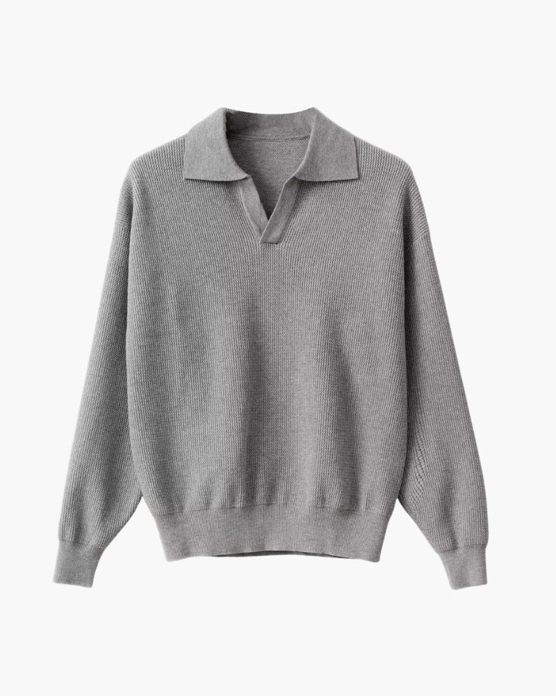 Textured Knit Polo Sweater - Dalm Fashion