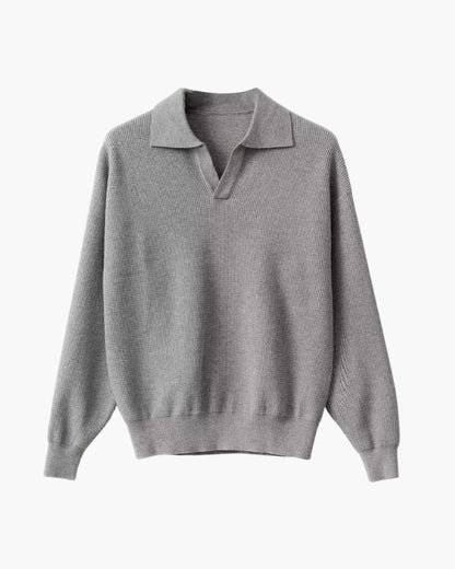 Textured Knit Polo Sweater - Dalm Fashion