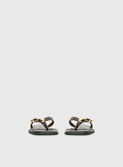 Therapy Guise Hardware Detail Sandals Brown / Gold