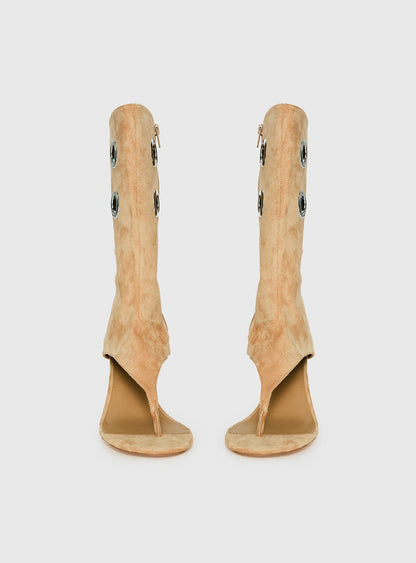 Situationship Eyelet Open Toe Heels Tan