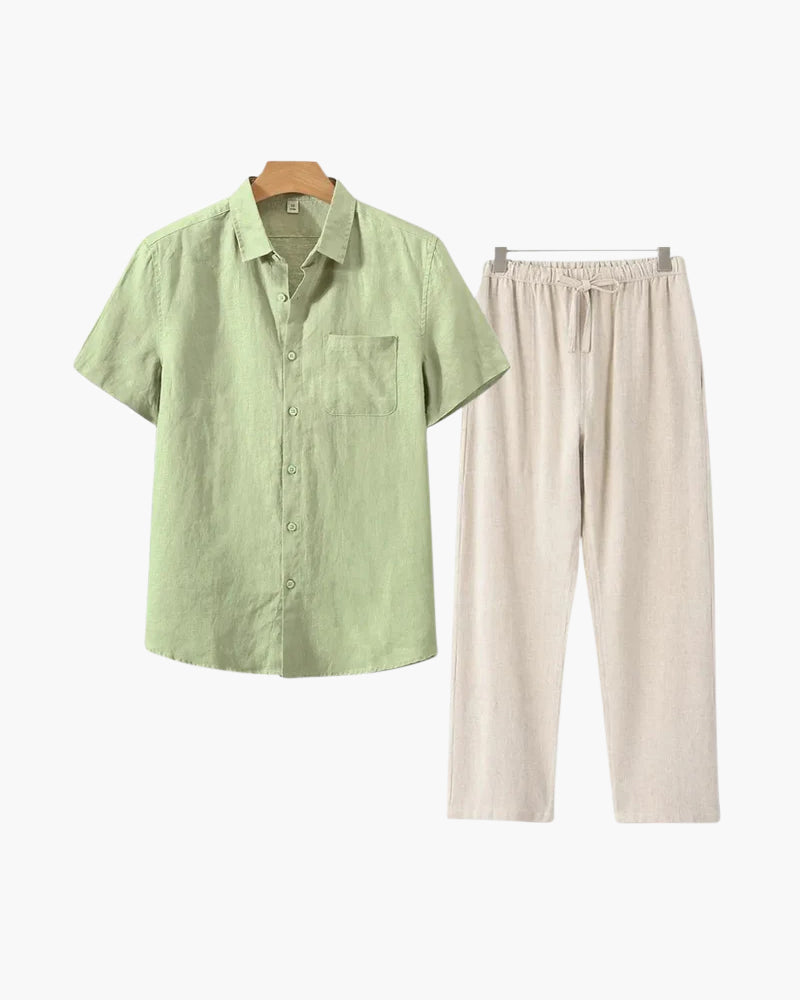 Linen Combo Set (Short Sleeve) - Dalm Fashion