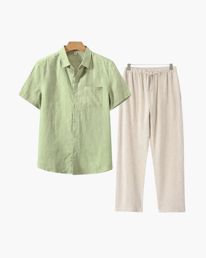 Linen Combo Set (Short Sleeve) - Dalm Fashion