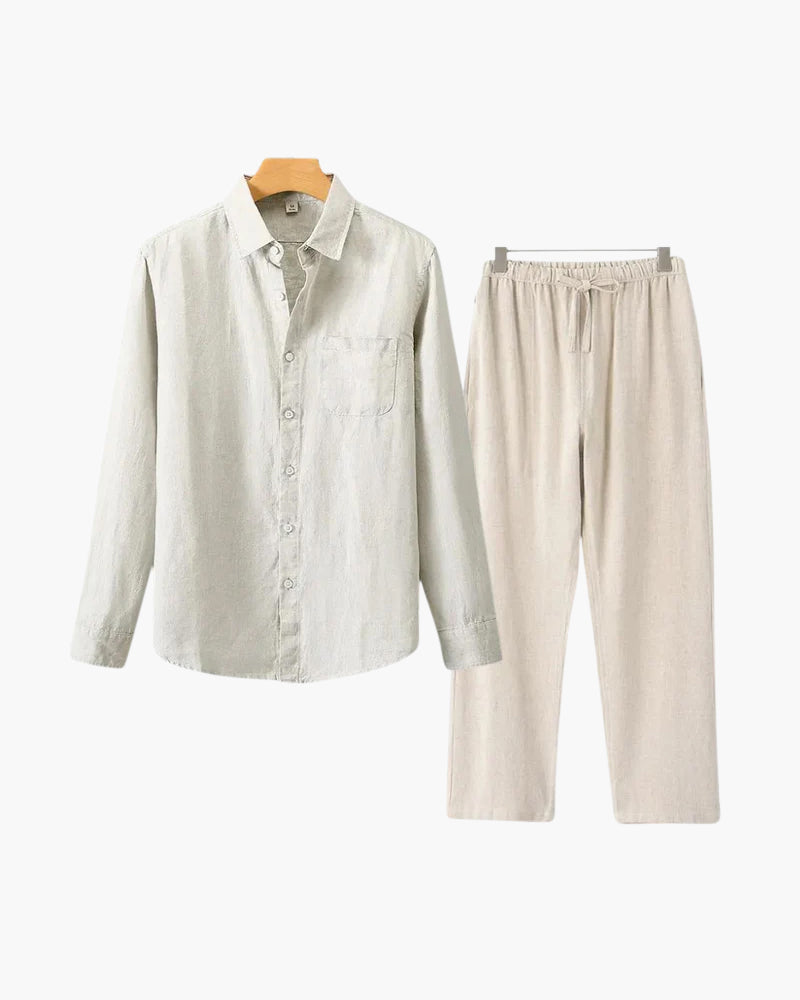 Linen Combo Set (Long Sleeve) - Dalm Fashion