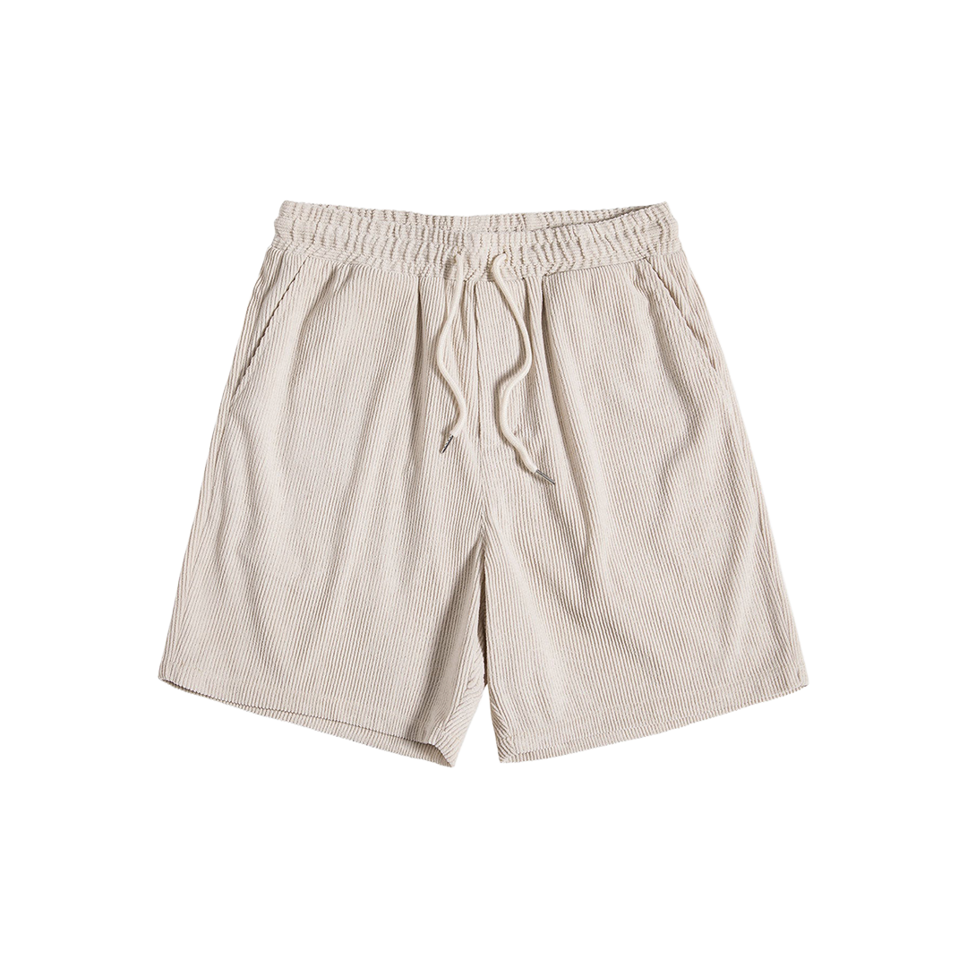 Short-Sleeved Corduroy Button Up Shirt & Shorts - Dalm Fashion