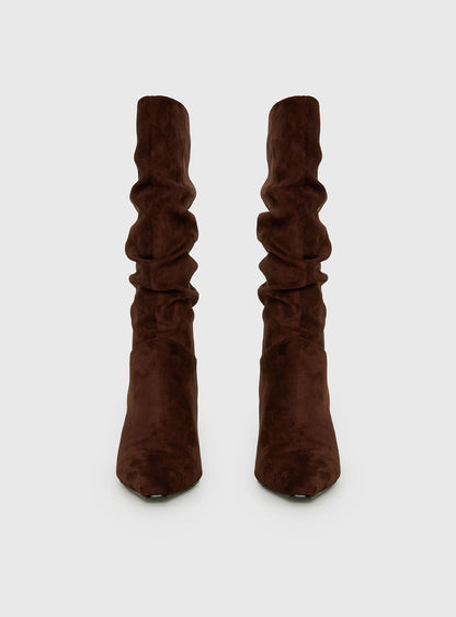 Such A Charmer Faux Suede Scrunch Boot Chocolate