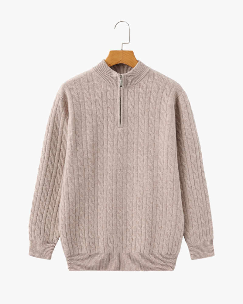 100% Cashmere Woven Half Zip - Dalm Fashion