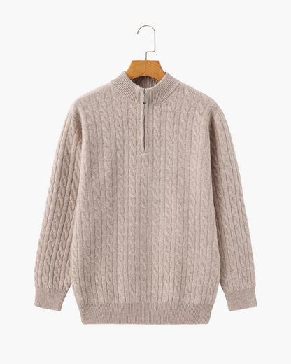 100% Cashmere Woven Half Zip - Dalm Fashion