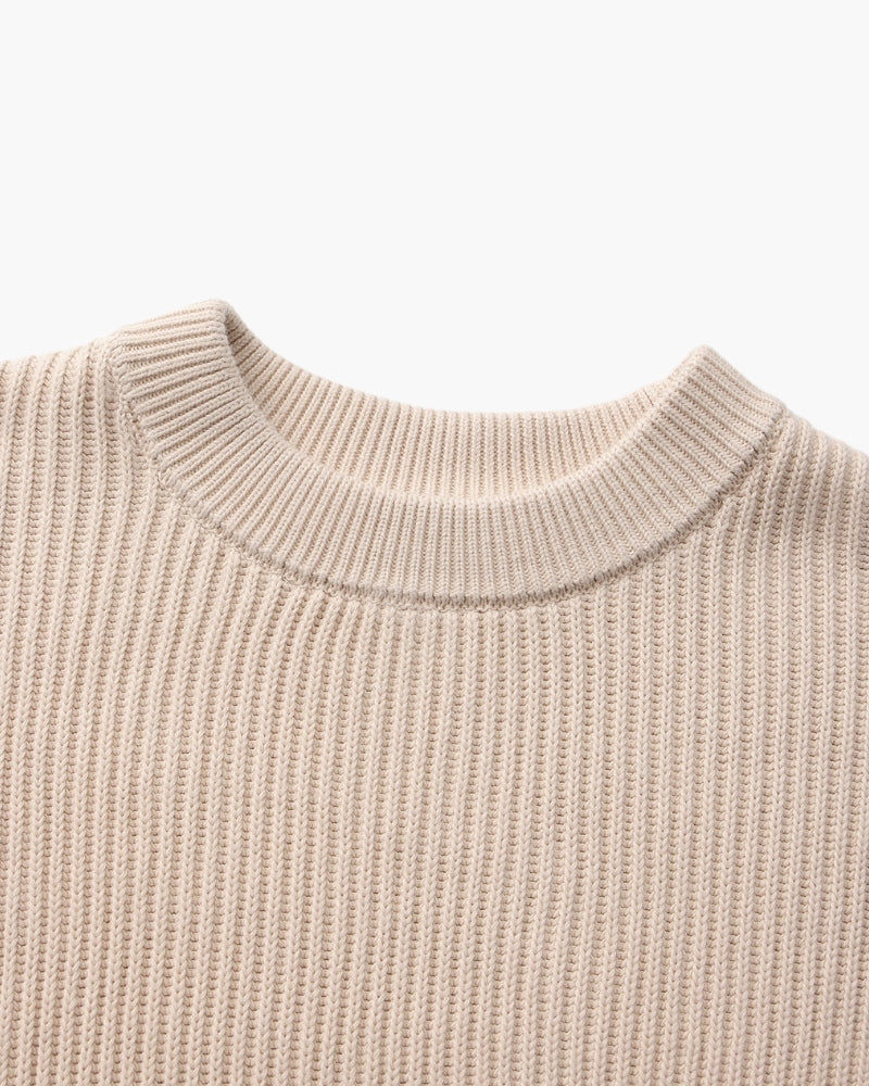 Rib Knit Crewneck - Dalm Fashion