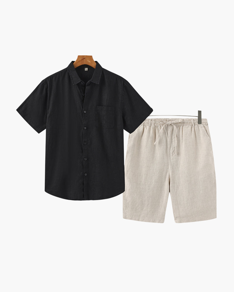 Linen Combo Set with Shorts - Dalm Fashion