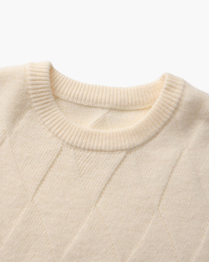 Diamond Knit Crewneck Sweater - Dalm Fashion