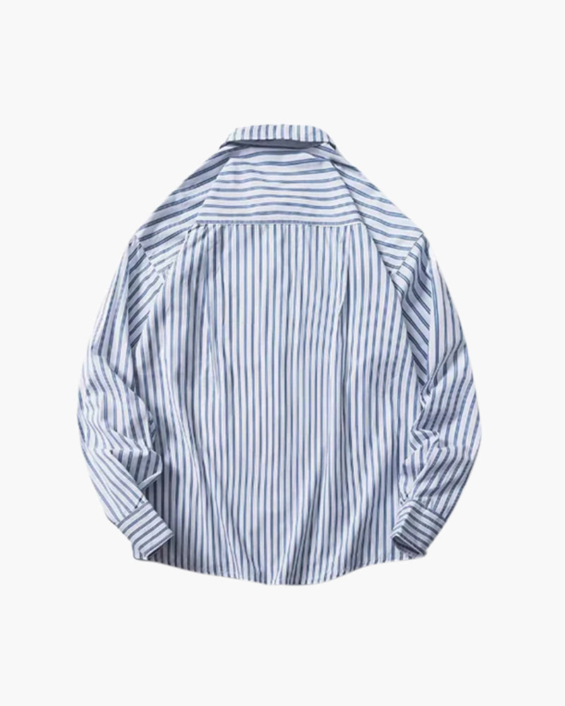 Oversized Striped Shirt - Dalm Fashion